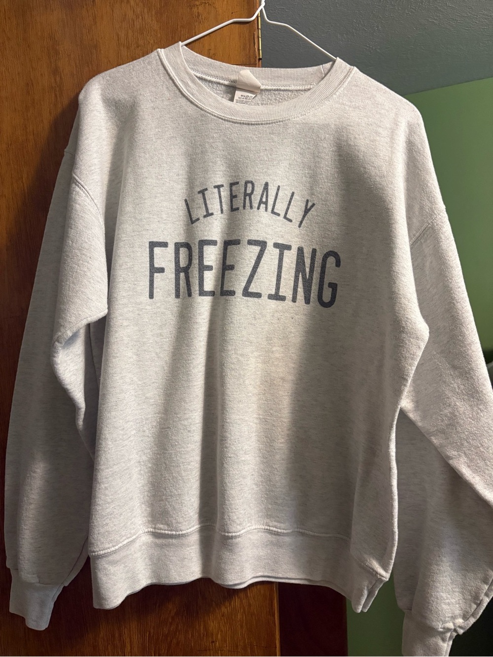 Hanes Light Gray "LITERALLY FREEZING" Crewneck Sweatshirt